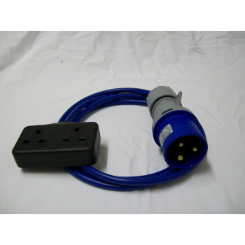 Generator 32 Amp Plug To 13 Amp 2 Gang Socket 2.5mm cable 1m Length 