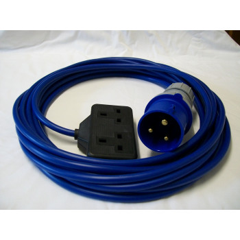 Generator 32 Amp Plug To 13 Amp 2 Gang Socket 2.5mm cable 10m Length 