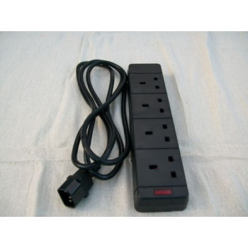 1 METRE UPS Output Connector. IEC to 4way UK Gang Socket 